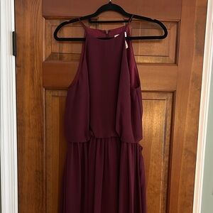 Bill Levkoff Wine Backless Dress